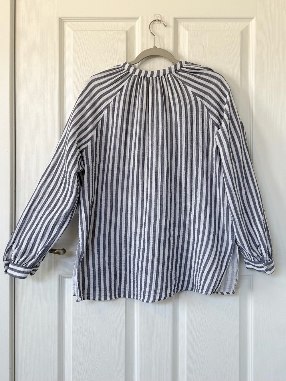 Rails Brielle Tie-Front Blouse Top in Admiral Stripe 100% Organic Cotton - Picture 5 of 9